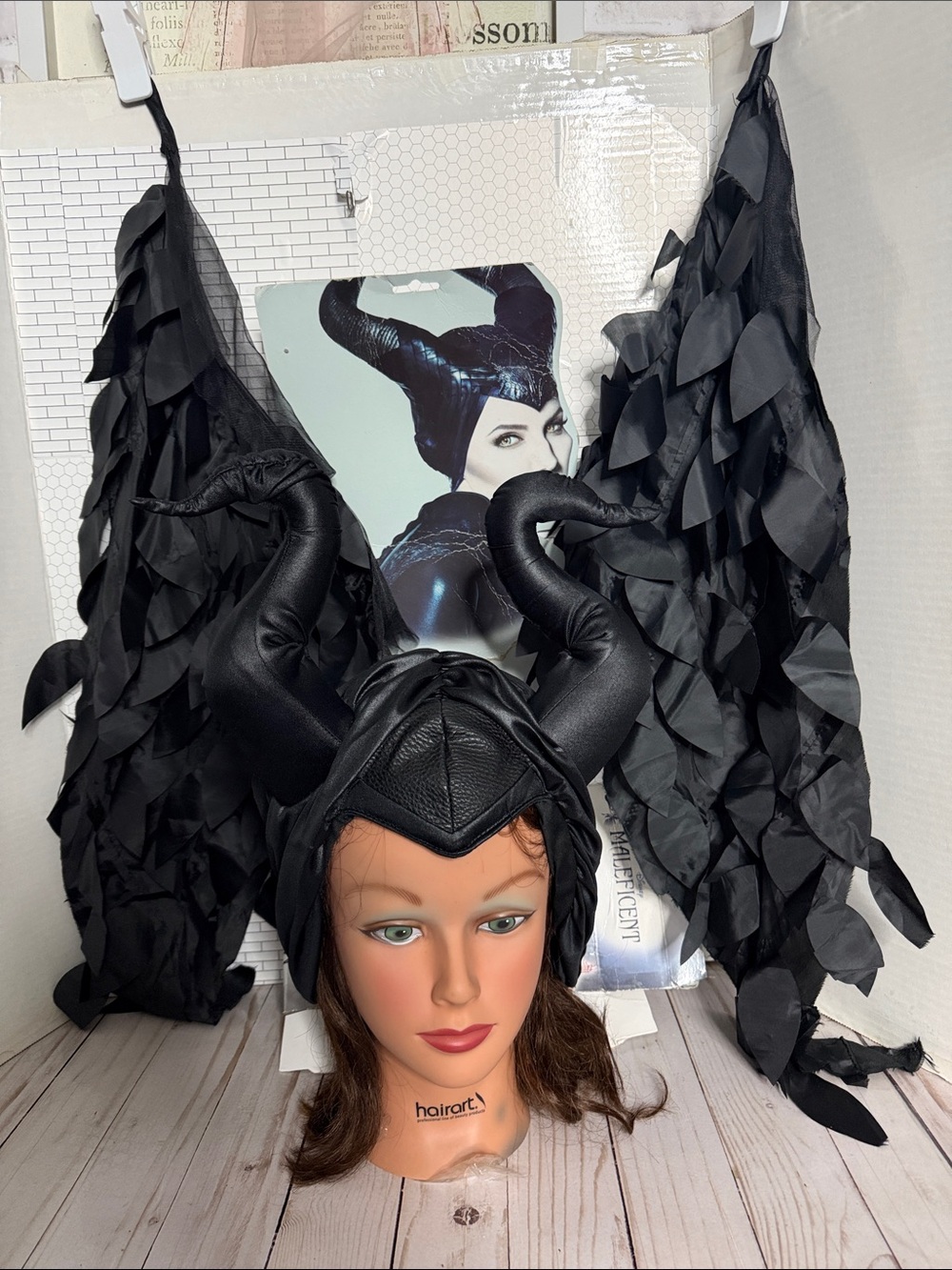 Maleficent-Style Black Horns and Wings Costume Set